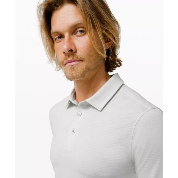 Lululemon Evolution Polo Light Gray Stripe No Size Tag Fits Small - Picture 6 of 15